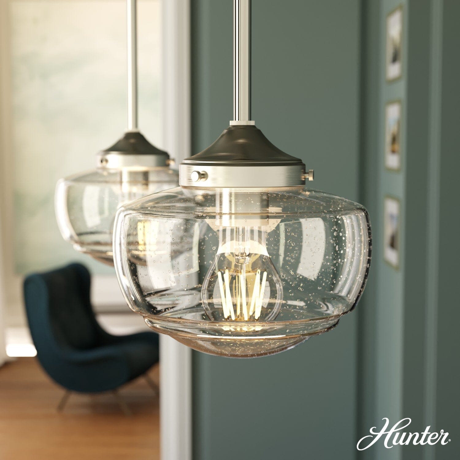Saddle Creek Clear Seeded Glass 1 Light Mini Pendant - Image 2