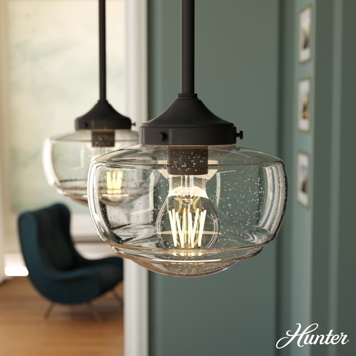 Saddle Creek Clear Seeded Glass 1 Light Mini Pendant