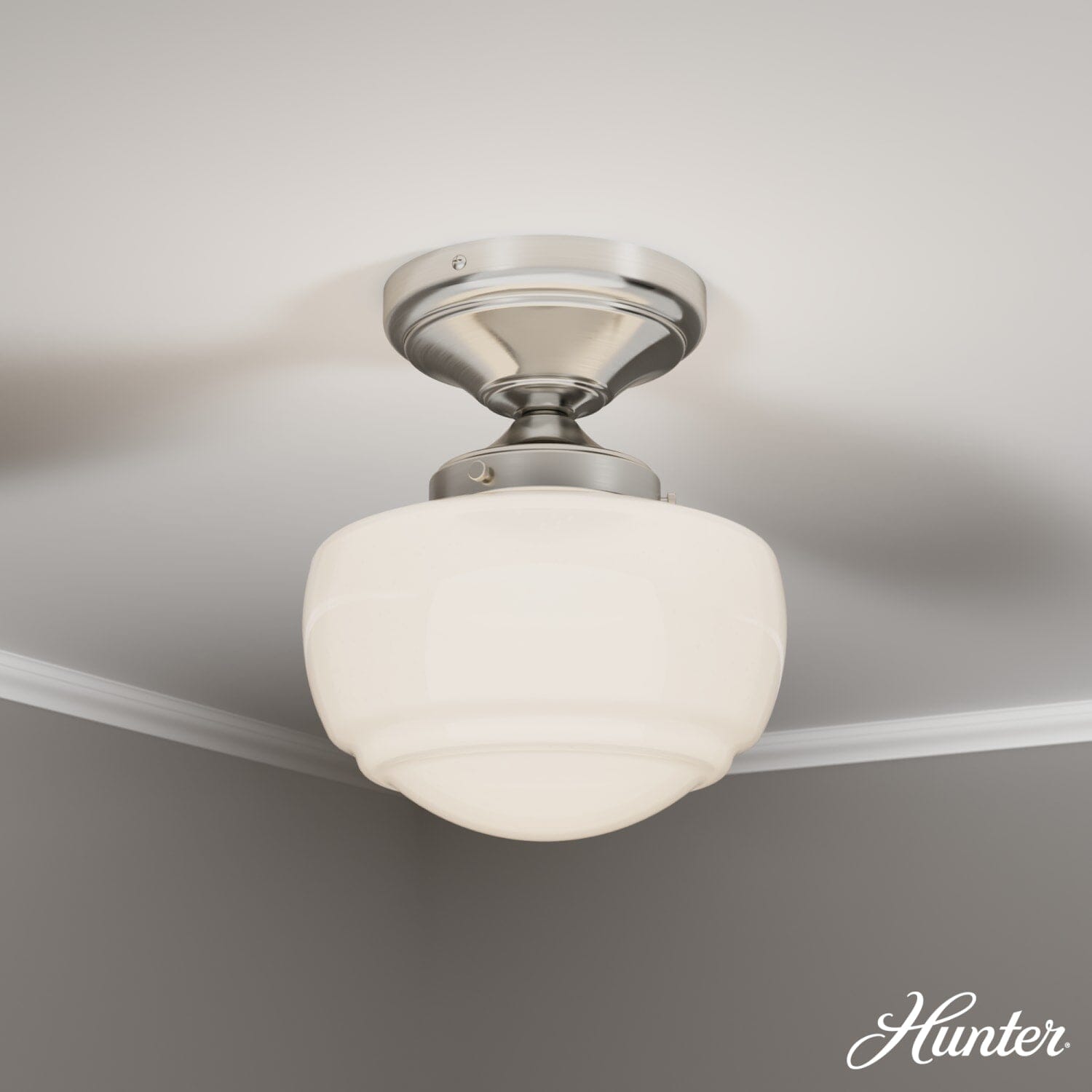 Saddle Creek Shiny Cased White Glass 1 Light Mini Semi Flush - Image 2