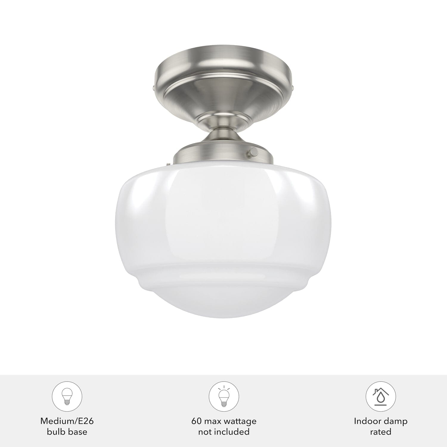 Saddle Creek Shiny Cased White Glass 1 Light Mini Semi Flush - Image 5