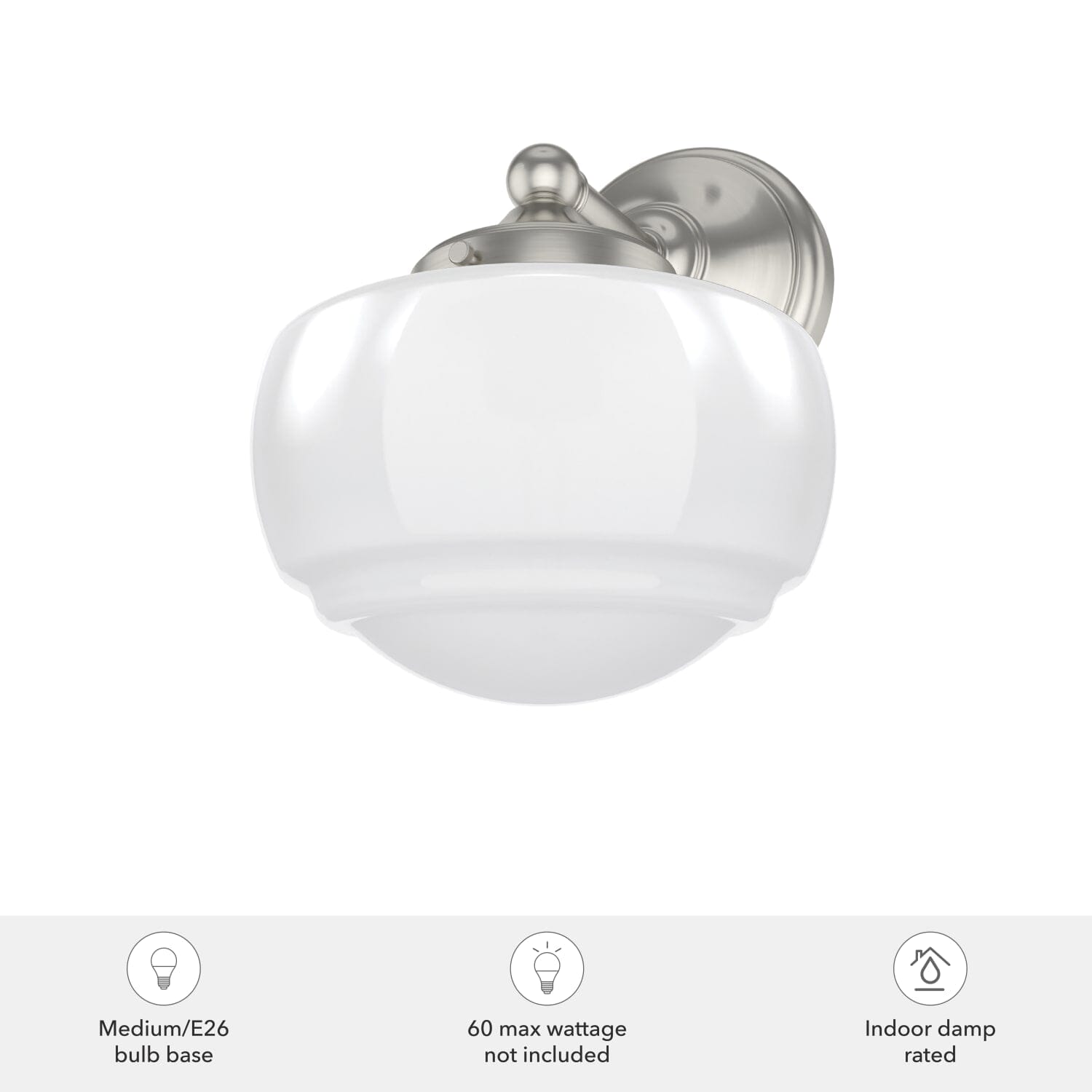 Saddle Creek Shiny Cased White Glass 1 Light Sconce - Image 3