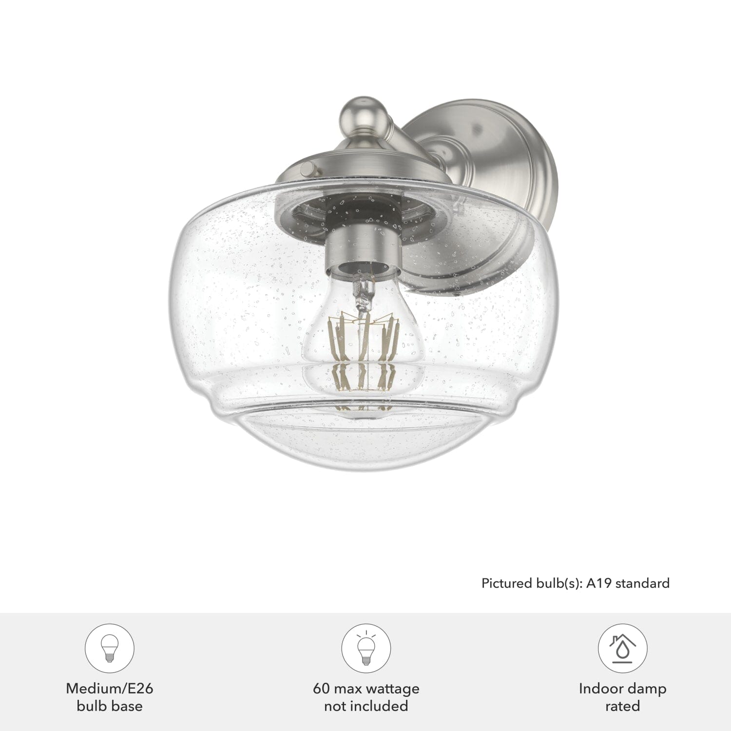 Saddle Creek Clear Seeded Glass 1 Light Sconce - Image 4