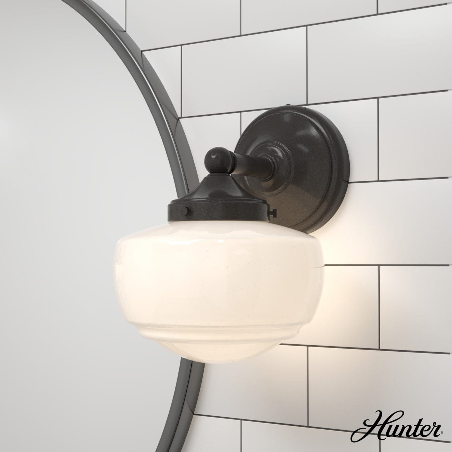 Saddle Creek Shiny Cased White Glass 1 Light Sconce - Image 2