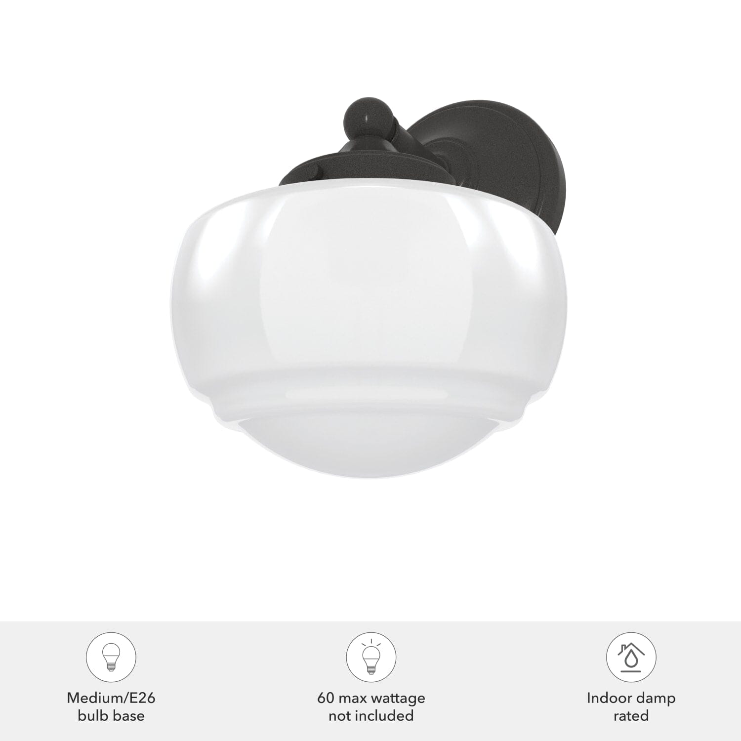 Saddle Creek Shiny Cased White Glass 1 Light Sconce - Image 4