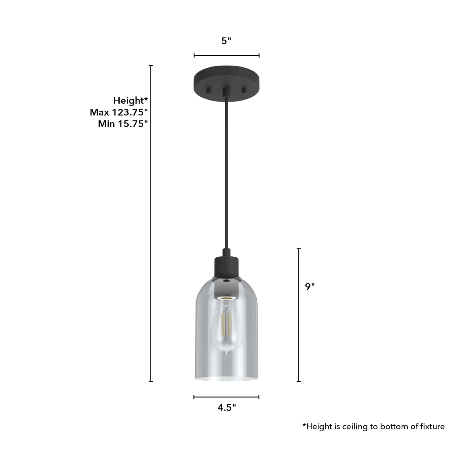 Lochemeade Smoked Glass 1 Light Mini Pendant - Image 4