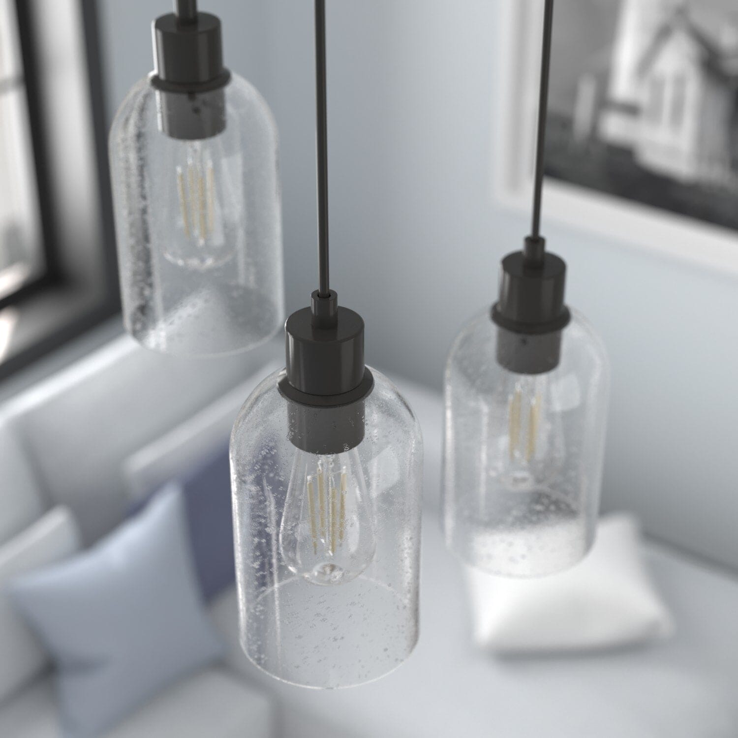 Lochemeade Clear Seeded Glass 1 Light Mini Pendant - Image 2