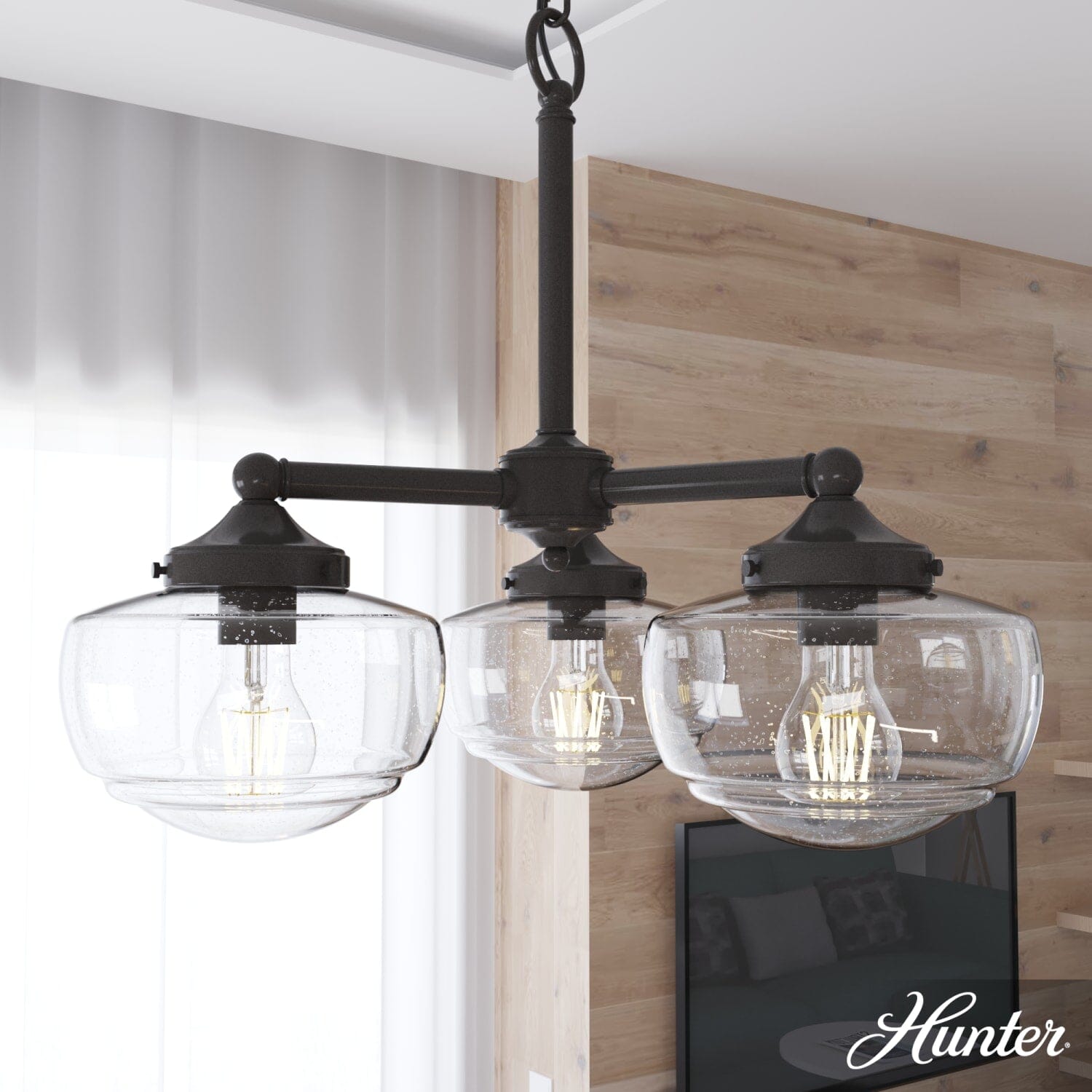 Saddle Creek Clear Seeded Glass 3 Light Chandelier - Image 2