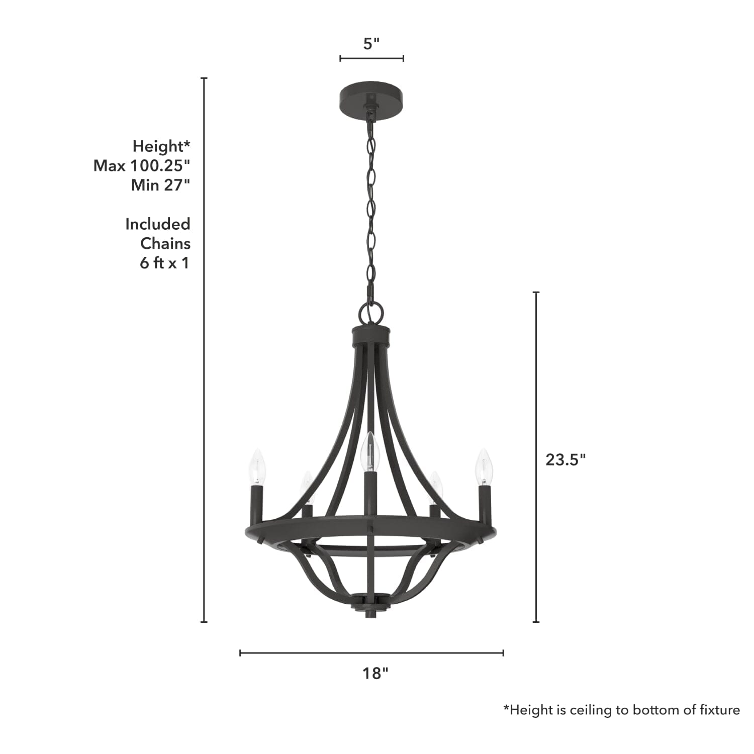Perch Point Chandelier 5 Light 18 inch - Image 4