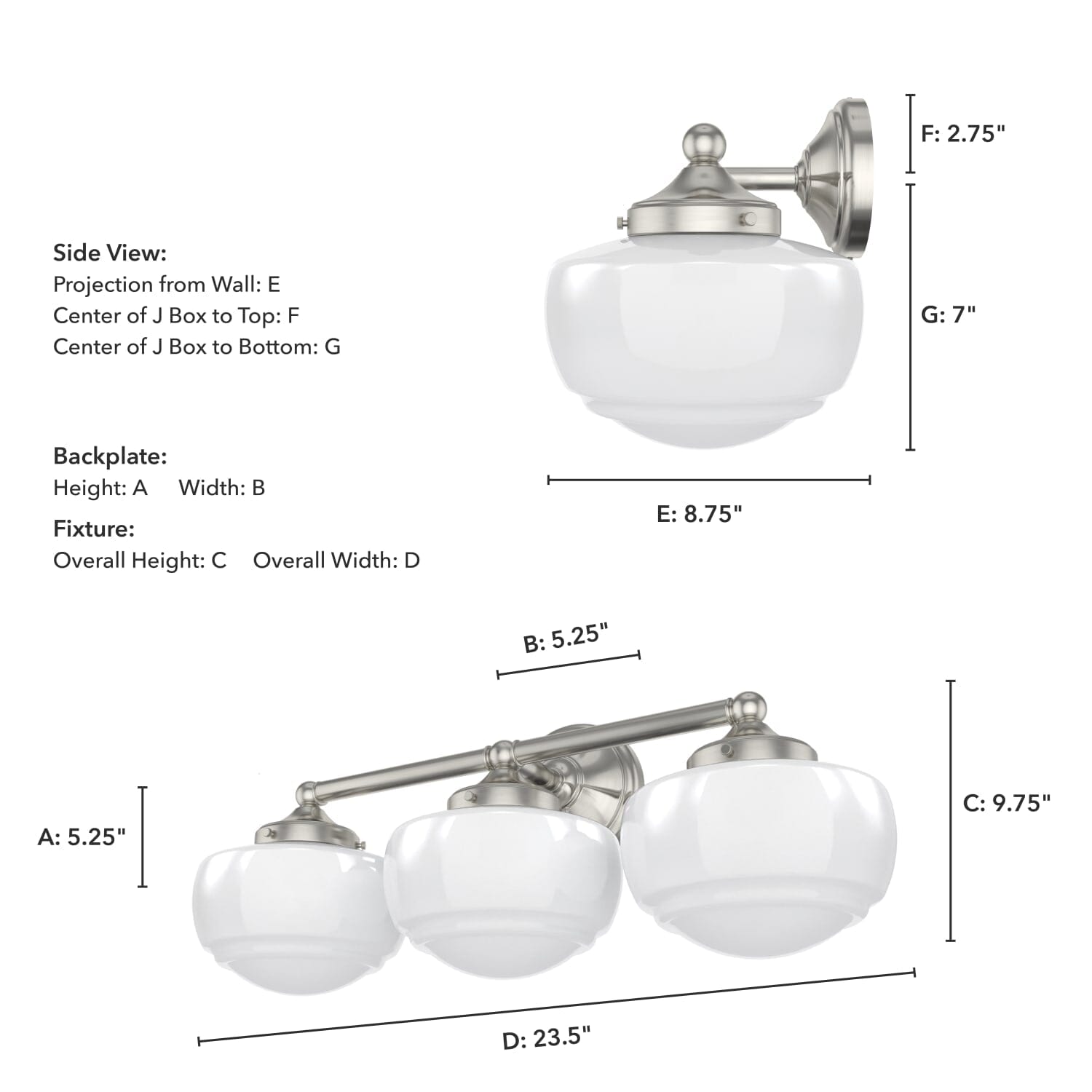 Saddle Creek Shiny Cased White Glass 3 Light Vanity - Image 3
