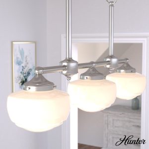 Saddle Creek Shiny Cased White Glass 3 Light Linear Chandelier