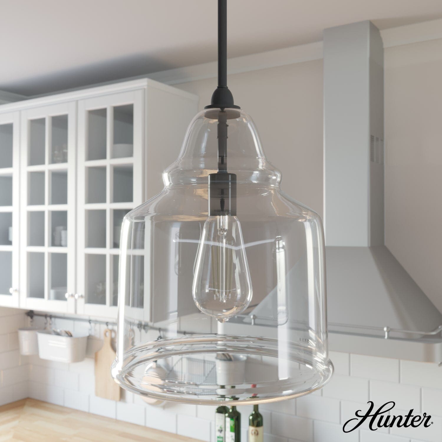 Dunshire Bell Clear Glass 1 Light 12 Inch Medium Pendant
