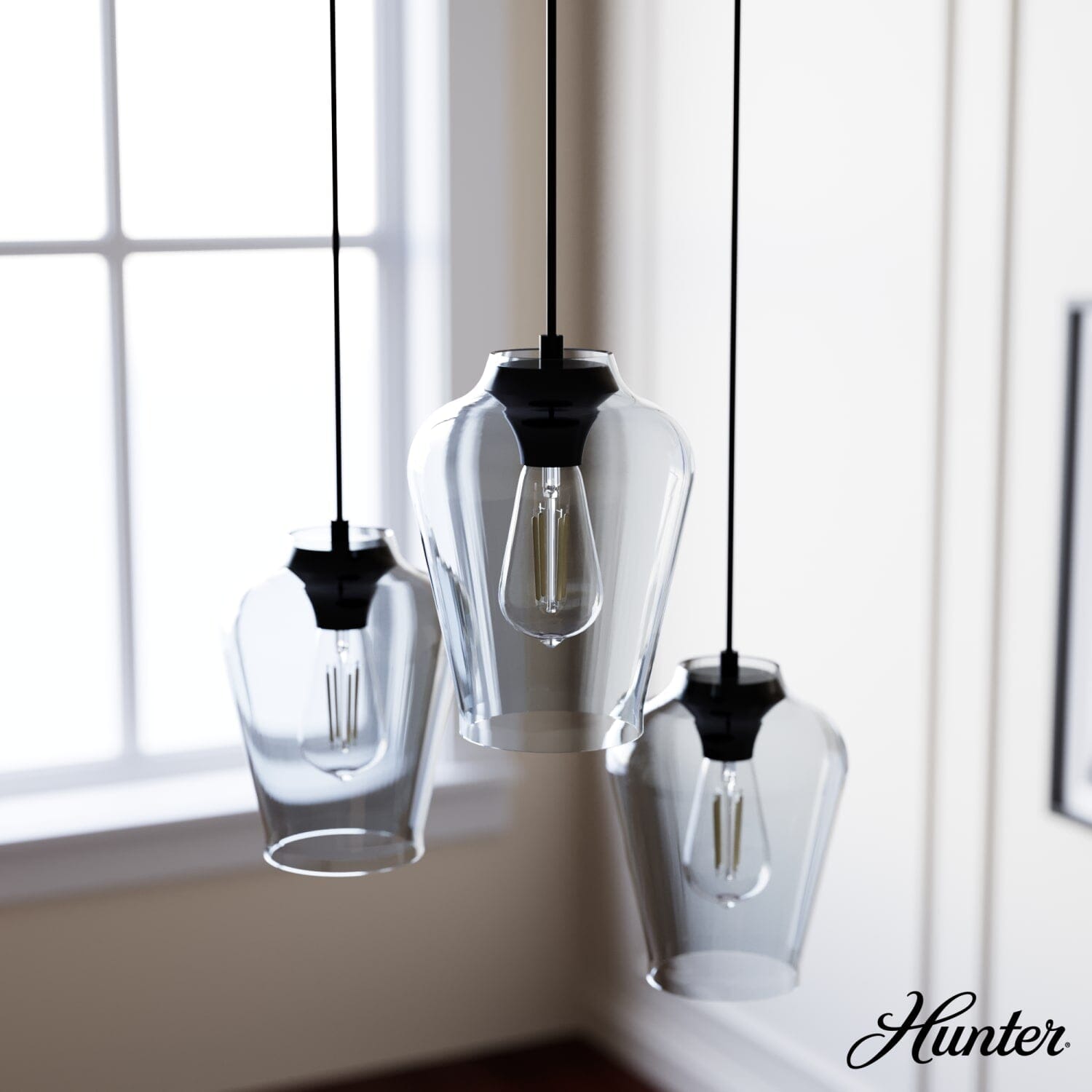 Vidria Smoked Glass 3 Light Round Pendant Cluster