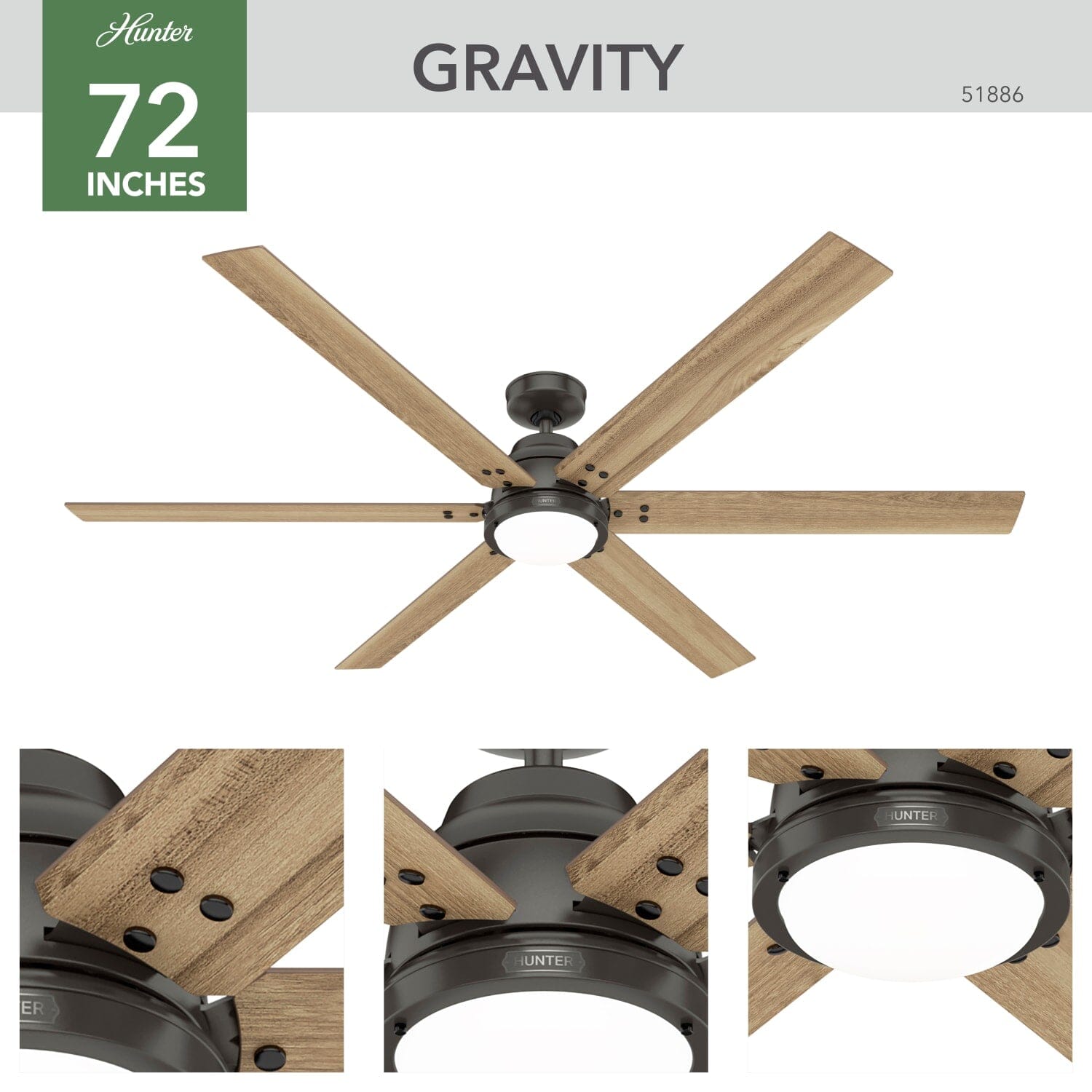 Gravity Indoor Smart Fan ENERGY STAR with LED light 72 inch with Remote - Image 4