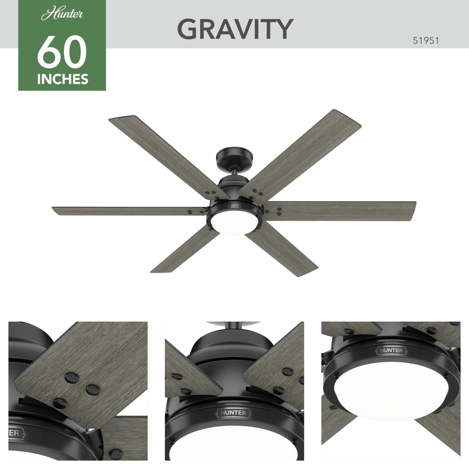 Gravity Indoor Smart Fan ENERGY STAR with LED light 60 inch with Remote - Image 4
