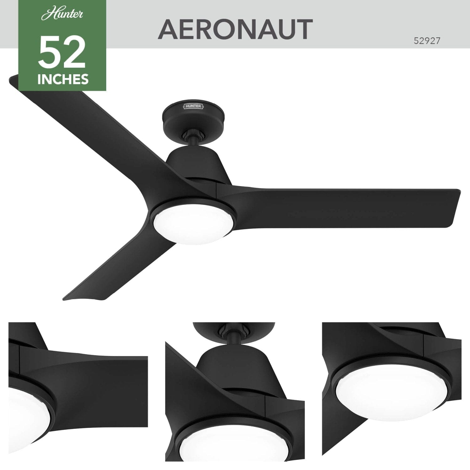 Aeronaut Outdoor Smart Fan with LED Light 52 inch with Remote - Image 6